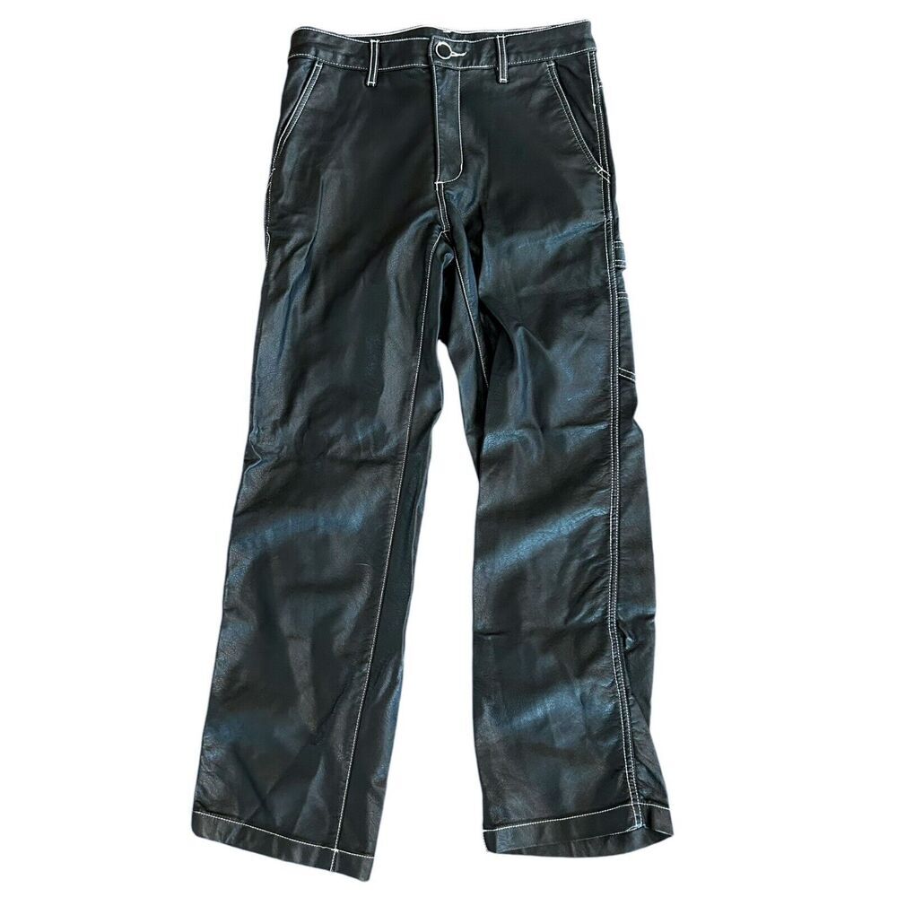 BDG Urban Outfitters High Rise Carpenter Size 24‎ Black Faux Leather Pants Vegan